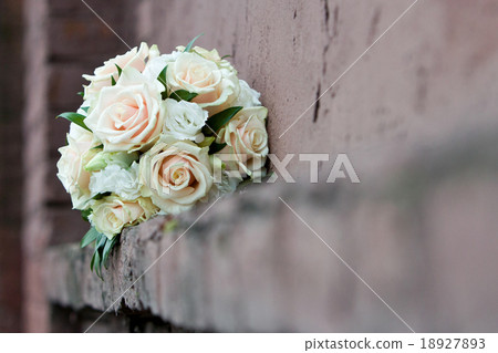 Bouquet of white, pink, cream roses Bouquet of white, pink, cream roses 18927893