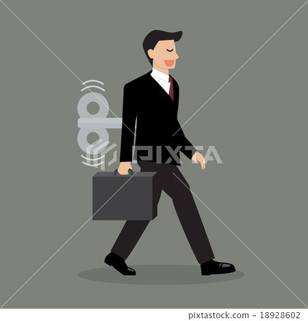 Businessman with wind-up key in his back 18928602