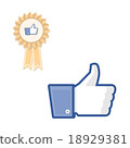 Blue thumb up icon, vector illustration 18929381