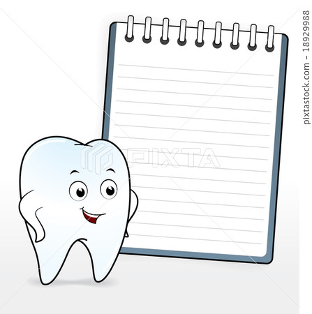 Smiling tooth with Note paper, cartoon vector Smiling tooth with Note paper, cartoon vector 18929988