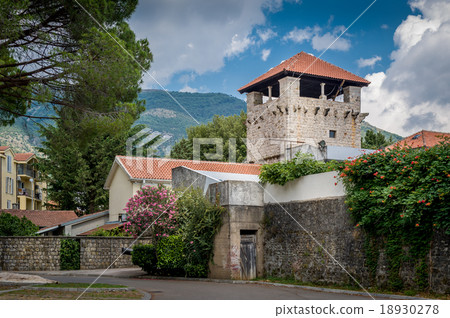 Ancient fortress watch tower in the Tivat old 18930278