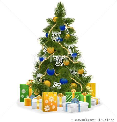 Vector Christmas Tree with Blue Decorations Vector Christmas Tree with Blue Decorations 18931272