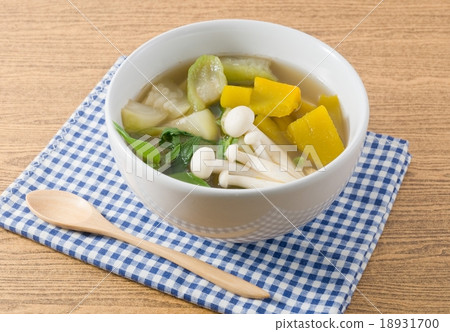 Bowl of Thai Hot and Spicy Mixed Vegetables Soup 18931700