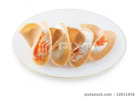 Crispy Crepes with Cream and Shredded Coconut 18931856