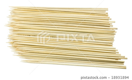 Pile of Wooden Skewers on A White Background Pile of Wooden Skewers on A White Background 18931894