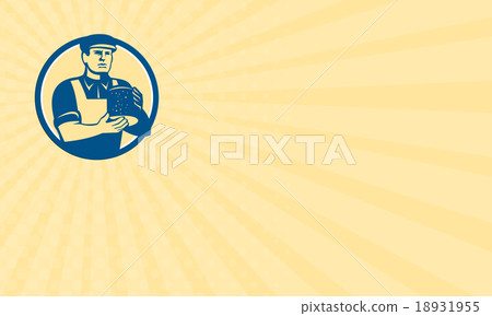 Business card Cheesemaker Holding Cheese Retro 18931955