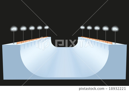 Snow half pipe at night Snow half pipe at night 18932221