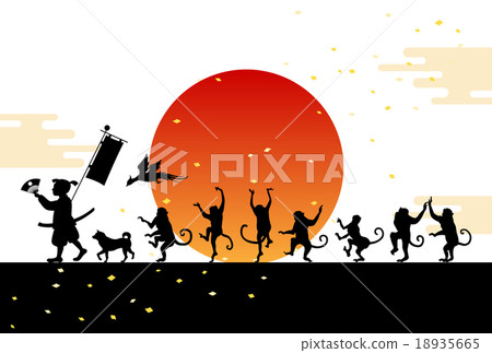 Momotaro and monkey march and first sunrise 18935665