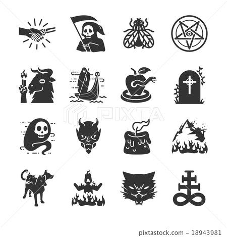 Hell and evil icons 18943981