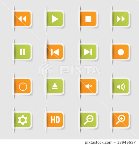 Set, a collection of unique paper stickers icon Set, a collection of unique paper stickers icon 18949657
