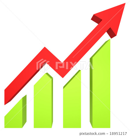 Red arrow and bar chart moves up 18951217