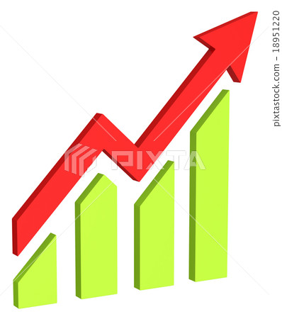 Red arrow and bar chart moves up Red arrow and bar chart moves up 18951220