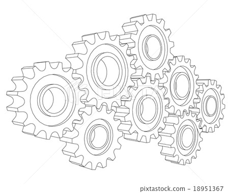 Vector Cog wheel gear mechanism close-up. White 18951367