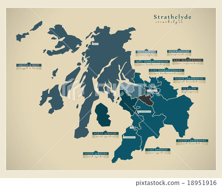 Modern Map - Strathclyde UK - Stock Illustration [18951916] - PIXTA