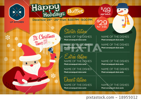 Cute colorful restaurant Christmas menu template 18955012