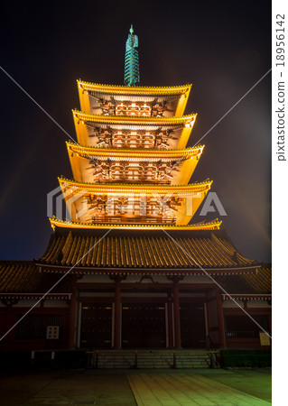 Five Story Pagoda, Sensoji Temple in nighttime Five Story Pagoda, Sensoji Temple in nighttime 18956142