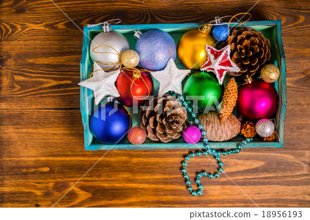 top view of vintage wooden box with decoration top view of vintage wooden box with decoration 18956193