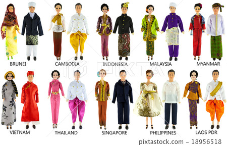 dolls and national dress of Southeast Asia country - Stock Photo ...