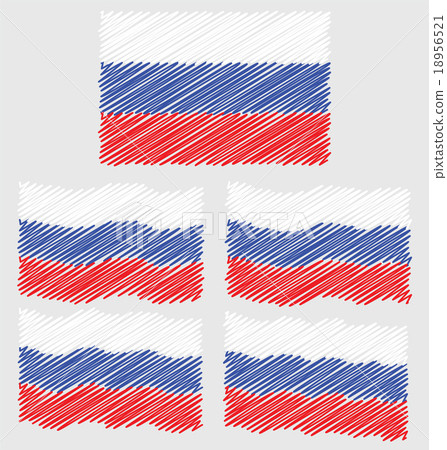 Flat and Waving Hand Draw Sketch Flag of Russia 18956521
