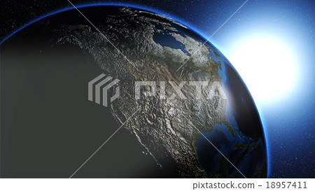 Planet Earth in universe or space.  18957411