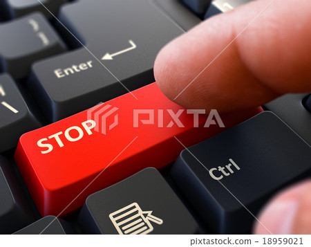 Stop - Clicking Red Keyboard Button. Stop - Clicking Red Keyboard Button. 18959021