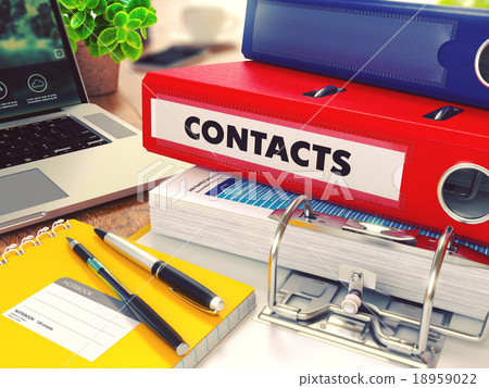 Contacts on Red Office Folder. Toned Image. 18959022