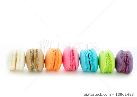 Colorful macarons on white background. Colorful macarons on white background. 18961458