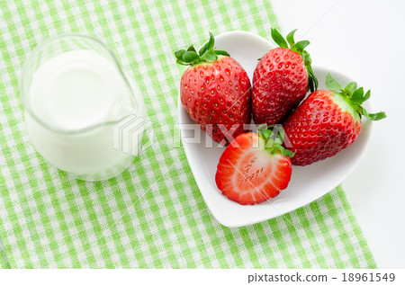 Fresh strawberries and milk. Fresh strawberries and milk. 18961549