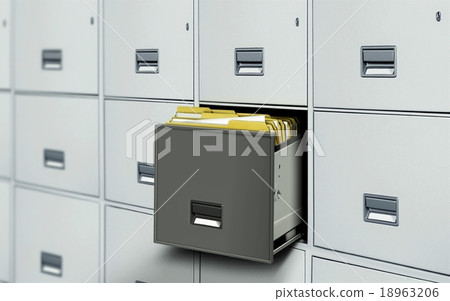 File cabinet with open drawer and files 18963206
