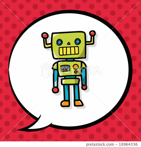 robot doodle, speech bubble robot doodle, speech bubble 18964336