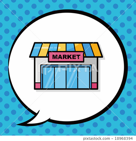 插图素材: market store doodle, speech bubble