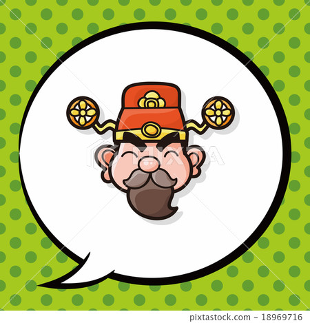 Chinese New Year God of wealth doodle, speech bubble 18969716