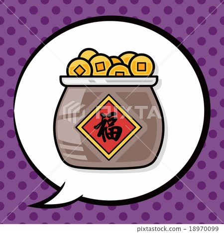 Chinese new year gold money doodle, speech bubble 18970099