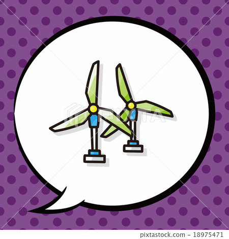 wind power plant doodle, speech bubble 18975471