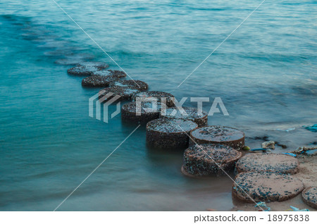row of stones stepping on the sea row of stones stepping on the sea 18975838