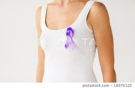 close up of woman with purple awareness ribbon close up of woman with purple awareness ribbon 18976120