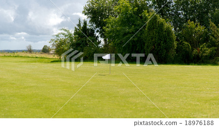 flag mark on golf field flag mark on golf field 18976188