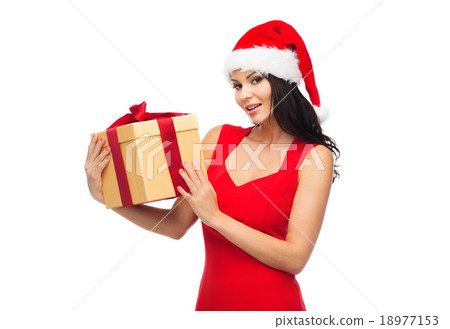 beautiful sexy woman in santa hat with gift box beautiful sexy woman in santa hat with gift box 18977153