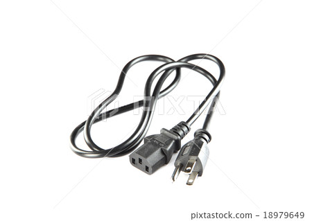 Black power cable of plug and socket isolated. Black power cable of plug and socket isolated. 18979649