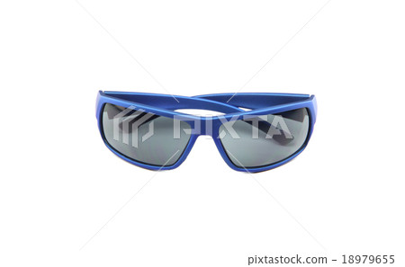 closeup blue sunglasses isolated. 18979655