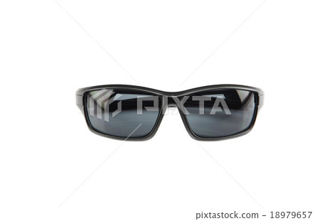 closeup black sunglasses isolated. closeup black sunglasses isolated. 18979657