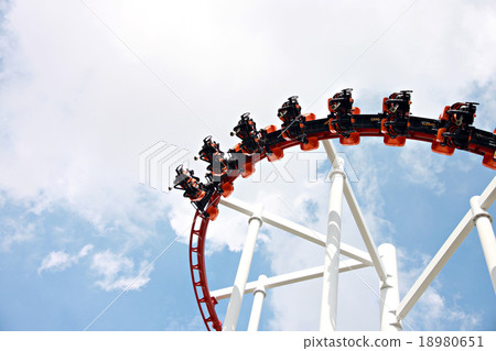 Rollercoaster against blue sky. Rollercoaster against blue sky. 18980651