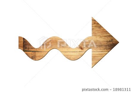 Directional arrow made of old wood surface. 18981311