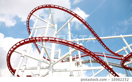 Roller of coaster against blue sky. 18982252