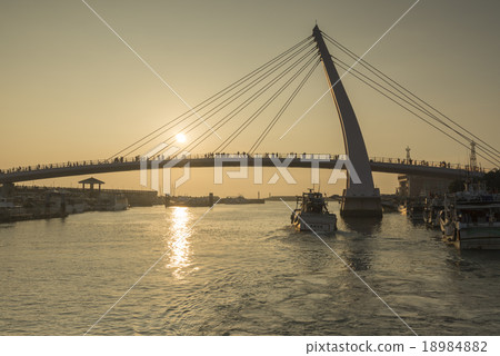 Taiwan freshwater fisherman's head sunset 18984882