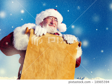 Traditional Santa Claus Paper Scroll Christmas Sign Concept Traditional Santa Claus Paper Scroll Christmas Sign Concept 18985394