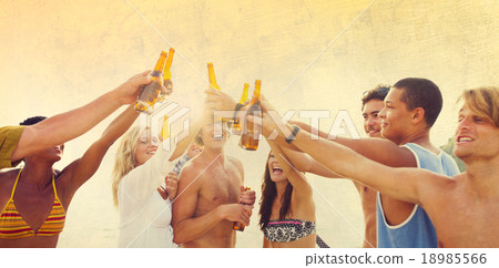 Friendship Summer Beach Party Bonding Cheers Leisure Concept 18985566