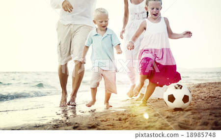 Family Beach Football Holiday Soccer Togetherness Concept 18985748