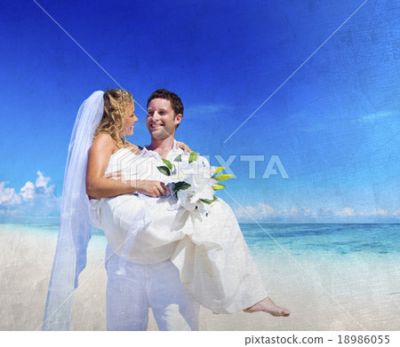 Stock Photo: Couple Wedding Beach Love Married Party Celebration Concept