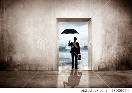 Businessman Unique Thinking Looking Alone Concept 18986074